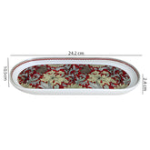 Elegant Ruby Red Floral Oval Porcelain Serving Platter with Maroon Accents